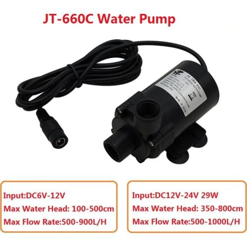 660C Brushless Low Voltage Submersible Water Pump DC12V-24V 29W 500-1000L/H Micro Electric Pump GearPump Max Lift 8m