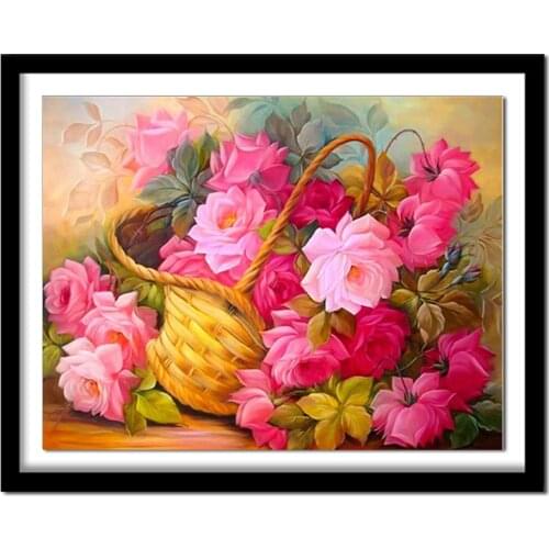 Diamant painting ,Pink Peony diamond round Home Painting Rhinestones Full Square Diamond Embroidery