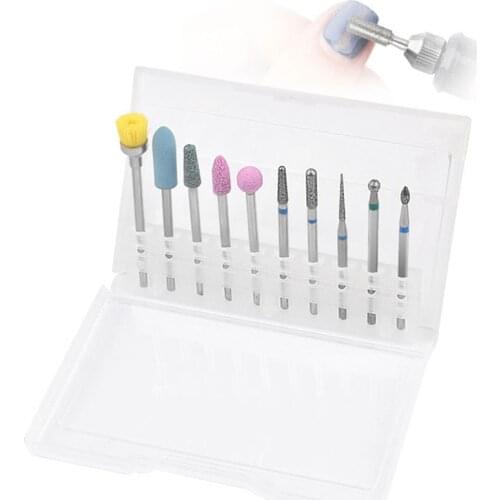 10Pc Diamond Grinding Tungsten Nail Drill Bit Rotate Burr Milling Cutter Bits for Manicure Electric Nail Drill Accessories Tools