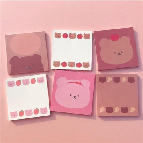 50 Sheets Korean Cute Candy Bear Strawberry Memo Pad School Planner DIY Notepad Paper Sticky Notes Escolar Papelaria Kids Gift