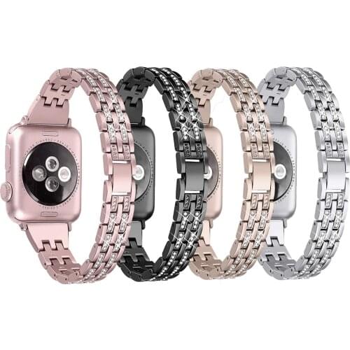 Bling Bands Compatible Apple Watch Band 38mm 40mm 42mm 44mm iWatch Series 6 5 4 3 2 1 SE, Dressy Jewelry Metal Wristband Strap