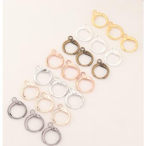 Bronze French Lever Earring Hooks Loop With Clasp Round Base For DIY Wire Base Hoops Findings Earrings Jewelry Making Supplies