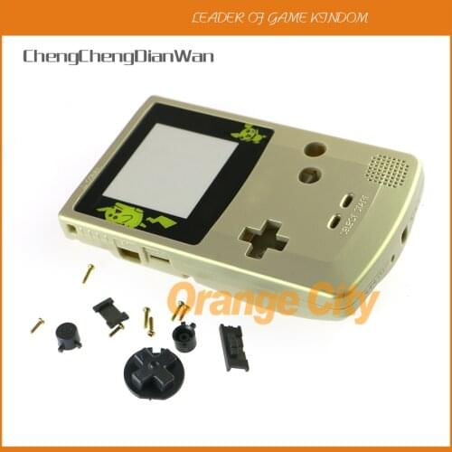 10sets Housing Shell for GBC Gold Color Case with full set Housing Case Shell for Gameboy Color Console