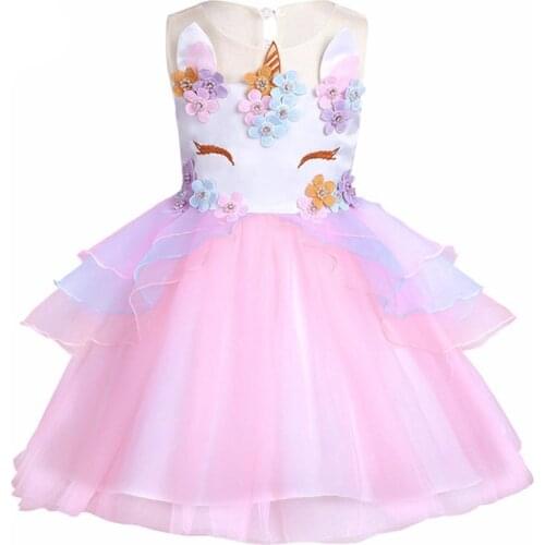 Floral Cosplay Costumes 2018 Girls christmas Dress Kids Vest Striped Rainbow Princess Dresses For Children Birthday Party