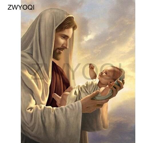 DIY 3D Diamond mosaic Full Round Diamond painting Religious Jesus Full Square Diamond embroidery Cross stitch Baby jesus angel