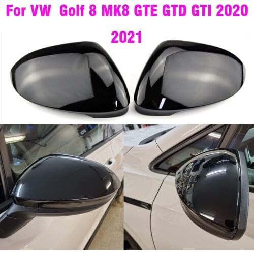 For VW Golf 8 MK8 2020 2021 Mirror Covers Caps RearView Mirror Case Cover Carbon Look Bright Black Covers
