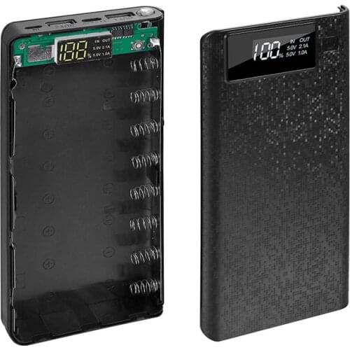 Dual USB Micro USB Type C Power Bank Shell 5V DIY 8*18650 Case Battery Charge Storage Box battery holder