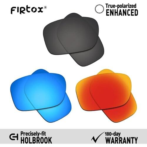 Firtox True UV400 Polarized Lenses Replacement for-Oakley Holbrook OO9102 Sunglasses (Lens Only) - Black + Red + Blue