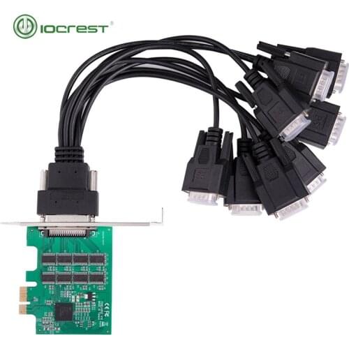 IOCREST pcie 8 Ports RS232 DB9 Serial I/O Card PCI-Express Controller card Support Low Profile Bracket