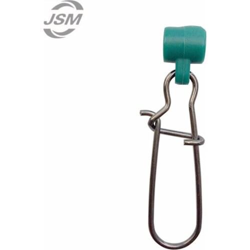 JSM 50pcs Fishing Sinker Slip Clips Green Plastic Head Swivel With Nice Snap Fishing Weight Slides For Braid Fishing Line