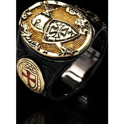 Personality Creative Cross Two Tone Gold Beer Cap Rings for Men Fashion Biker Rock Finger Ring Anniversary Birthday Gift