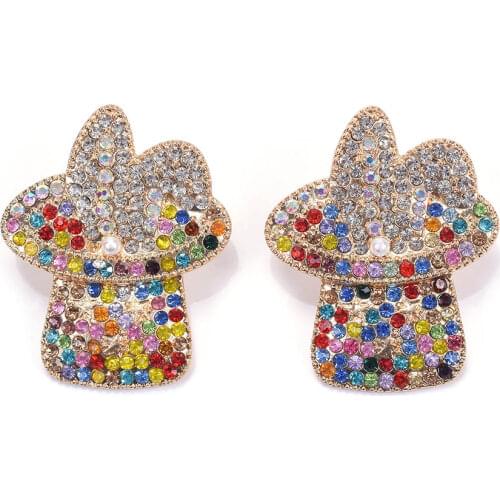 Colorful Luxury Rhinestone Mushroom Earrings Women Creative Christmas Party Drop Earrings 2019 Brand ZA Earrings Jewelry GIRLS