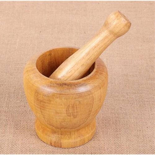 Kitchen Tools Wood Mortar Pestle Set Garlic Crusher Ginger Spice Mixing Grinding Bowl Sesame Mill Pepper Herb Crusher Mixing