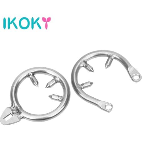 IKOKY Male Chastity Device Cock Cage Accessories Erotic Sex Toys for Men Penis Lock Penis Ring Stainless Steel