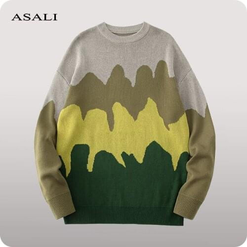 Men Sweater Harajuku Anime Hip Hop Streetwear 2021 Autumn Winter Pullover O-Neck Oversize Casual Sweaters Men Women Couple Wear