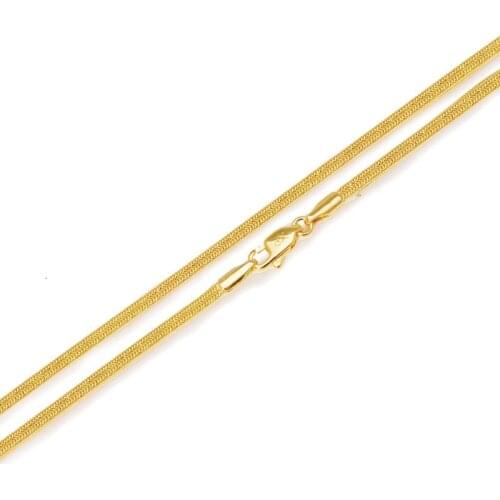 MxGxFam 45cm Slim Snake Chain Necklaces For Women 24 k Pure Gold Color 2 mm width Jewelry Fashion Lead and Nickel Free