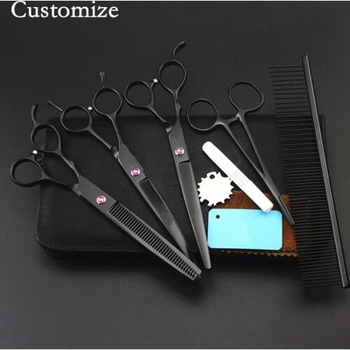 Customize 5 kit left handed japan Pet 7 inch shears dog grooming hair scissors set thinning cutting barber hairdressing scissors
