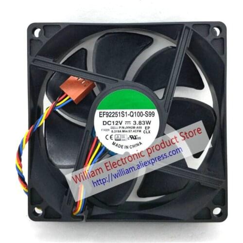 New Original EF92251S1-Q100-S99 DC12V 3.83W JVH2M-A00 92*92*25MM 9cm Computer CPU Cooling Fan