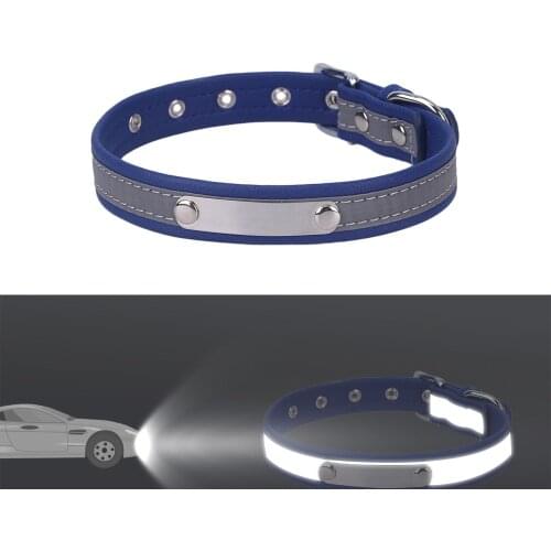 Reflective Material Pet Collar Cat Dog Necklace With Free Laser Customized Name Lettering Service On The Metal Tag