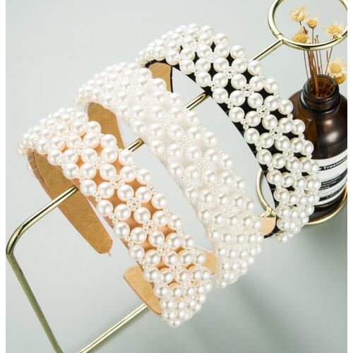 2021 Pearl Bezel Hair Accessories Women Headband Princess Girls Hairband Opaska Do Wlosow Diademas Bandeau Femme Pour Cheveux