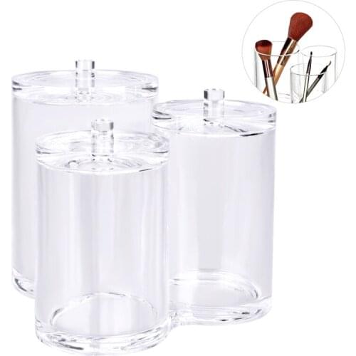 Clear Transparent Acrylic Makeup Brush Holder Organizer Box for Lipstick Cosmetic Pads Eyeliner Pencil Nail Polish Cotton Ball