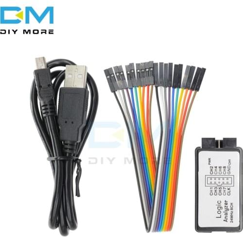 USB 24MHz 8-channel 5V 3.3V Logic Analyzer Device Set USB Cable for ARM FPGA M100 10pF