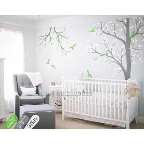 Large Tree With Branch Wall Stickers For Baby Kids Room Nursery Vinyl Natural Mural Art Living Room Decals Vinilos Paredes LC586
