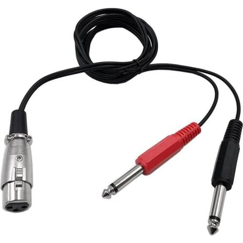 XLR Female Socket to Dual Mono 6.35mm 1/4 inch Mono Male Jack Plug Stereo Audio Cable Cord Wire for Mic Mixer Amplifier Sound Ca