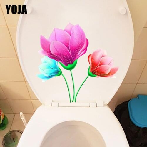 YOJA 22.3X21.8CM Colorful Magnolia Wall Stickers For Kids Rooms Classic Bathroom Toilet Decorstion T1-1738