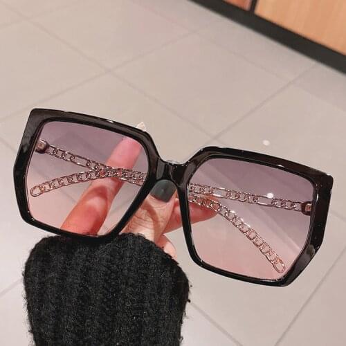 2021 New LuxuryChic Chain Sunglasses For Women Vintage Alloy Irregular Square Sun Glasses Female Elegant Gradient Shades