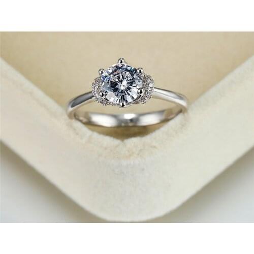 Charm Female White Crystal Stone Ring Cute Silver Color Wedding Ring Simple Round Thin Engagement Rings For Women