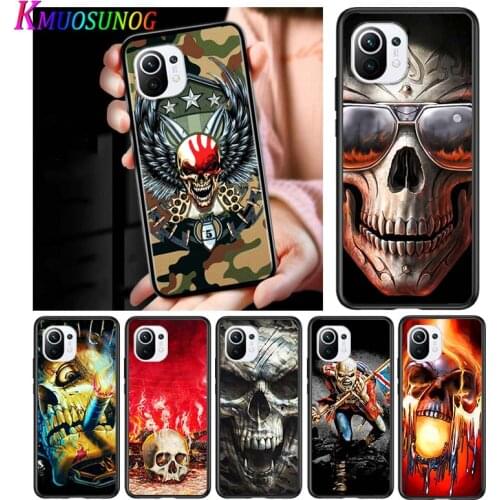 Horror Skull Art for Xiaomi Mi 11 10T Note 10 Ultra 5G 9 9T SE 8 A3 A2 A1 6X Pro Play F1 Lite 5G Black Phone Case