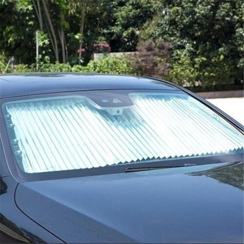 1PC 140 * 65cm Car Windshield Curtain Retractable Set Folding Car Sunshade Cover Reflective Film Curtains Anti-UV Car Sun Shade