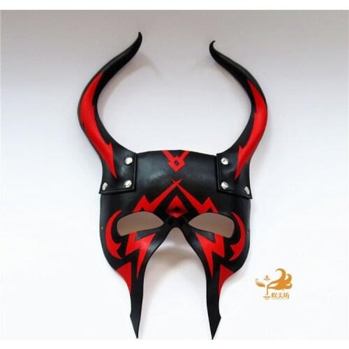 100% Cowhide Genuine Leather Wizard Priest Cosplay Mask Masquerade Party Bar Dance Costume Props Halloween Gift High Quality