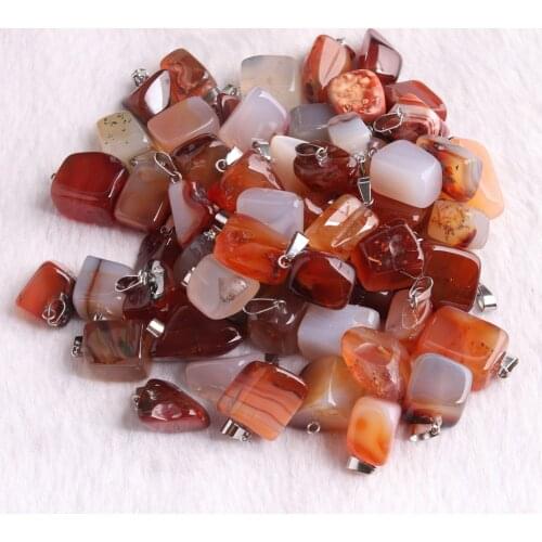 24pcs Assorted Irregular Shape Natural Stone Pendant For Charm Jewelry Making Necklace Crystal Carnelian Quartz Jewelry Pendants
