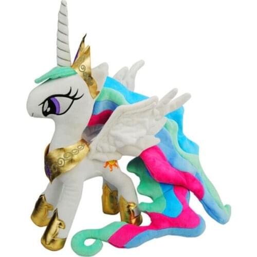 30cm High Good Quality White Red Gold Horse Unicorn Stuffed PP Cotton Soft Plush Doll Toy