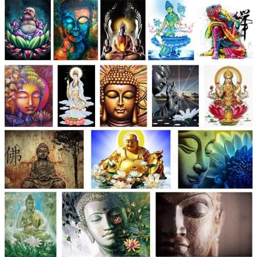 5D Diy Diamond Embroidery Mosaic Religion Buhhda Pattern Picture Home Decor Gift Round Diamond Painting Cross Stitch Kits