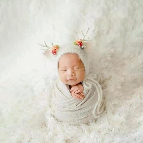 Newborn Angola Bonnet Knit Fuzzy Deer Hat Baby Photography Props Cute Animal Photo Products