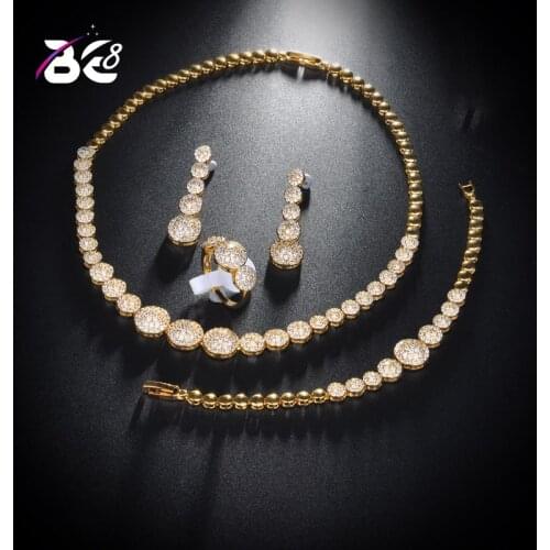 Be 8 Fashion Luxury Jewelry Set with AAA Cubic Zircon Round Shape Woman Copper Wedding Acessories Jewelry Sets Bijoux Femme S147