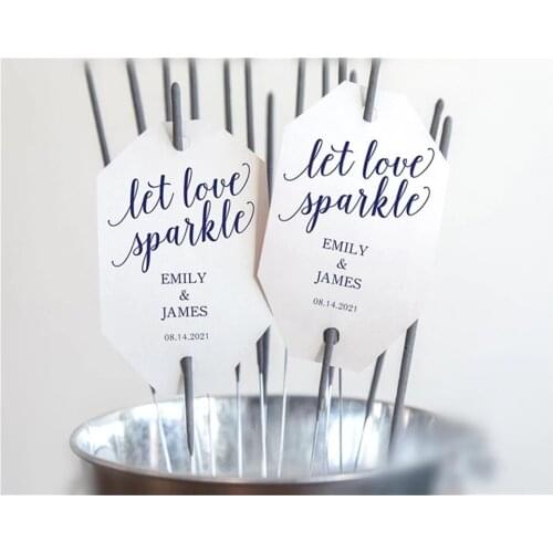 Personalized Printable Wedding Sparkler Tag Custom Sparkler Tags Let Love Sparkle Personalized Tags/2″ x 3.5