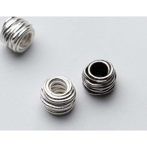 925 Sterling Silver Irregular Thread Spacer Beads 7x5mm Craft Handmade Charm Beads Fit Bracelets Necklace DIY Original Jewelry