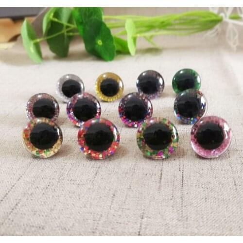 MASCKASZEM--52PCS 16mm&20mm&25mm clear trapezoid plastic safety toy eyes+colorful glitter Nonwovens+washer--13 colors option-HS