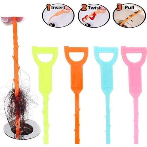 Bathroom Hair Sewer Cleaning Brush Kitchen Sink Tub Toilet Dredge Pipe Snake Brush Tools Creative Bathroom Kitchen Accessories