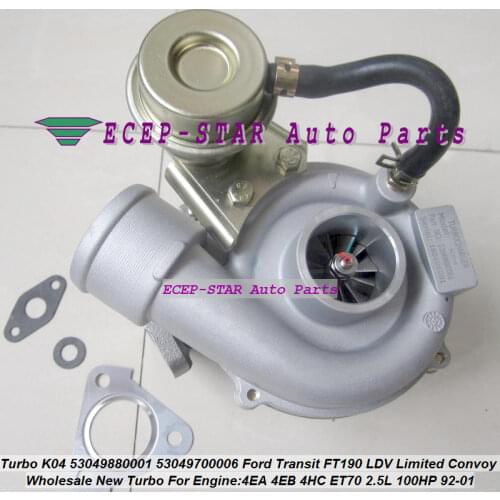K04 53049880006 53049700001 53049700006 Turbo For Ford Transit FT190 1992-01 For LDV Limited Convoy 4EA 4EB 4HC ET70 2.5L 100HP