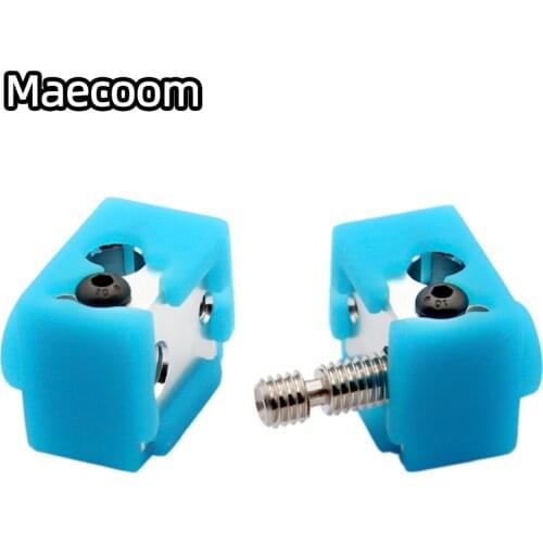 Maecoon 1set 3D Printer Parts Socks V6 Protective Silicon Cover Case+V6 Heated Block Kit E3D V6 Heating Block and Case