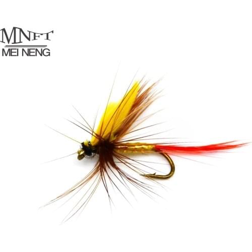 MNFT 10PCS 12# Fishing Dry Flies Lures Trout Flies Yellow Wings Zebra Yellow Wing Red Tail May Fly Fishing Lure