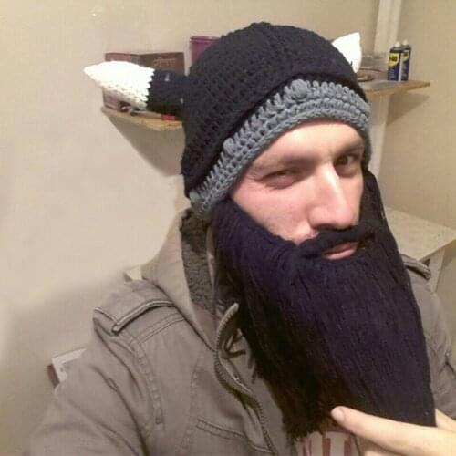 New fashion Halloween personality Viking hat Beard hat Horn hat Autumn and winter models