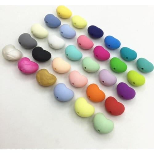 NEW 100pcs/lot Food Grade Heart Shape Silicone Teeth Beads DIY bpa free silicone Teethers beads for baby Bracelets Babies Chewer
