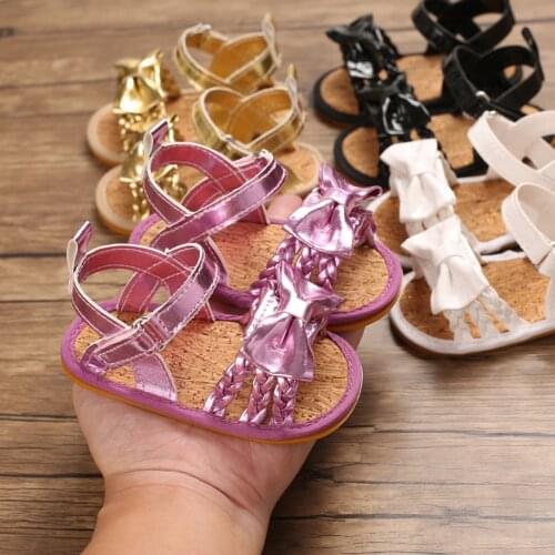 Brand New Summer Newborn Baby Girl Sandals Bow PU Soft Sole Baby Shoes Prewalker Summer Princess Sandals for Girls