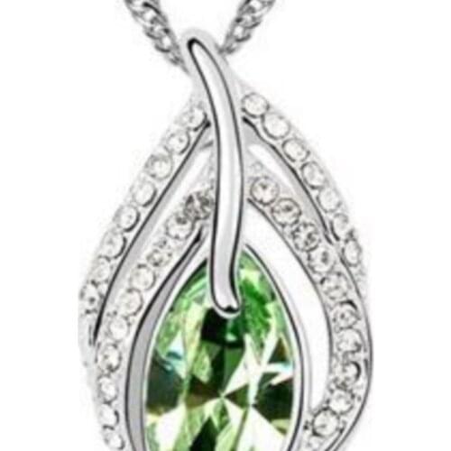 Austrian Crystal Leaf Feather pendant necklace fashion jewelrylovers gift new arrival design charms women quality